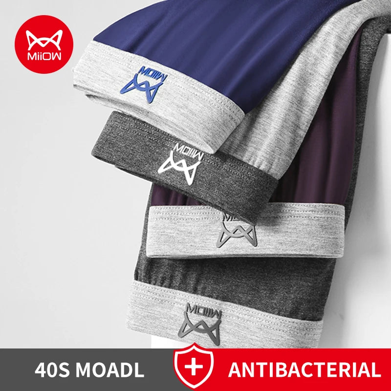 MiiOW 4Pcs Modal Men's Panties Breathable Mesh Man Underwear Boxers Graphene Antibacterial Underpants Male Boxer Briefs Trunks