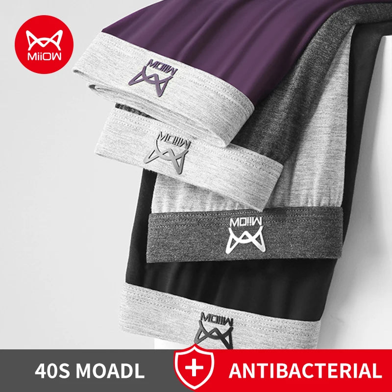 MiiOW 4Pcs Modal Men's Panties Breathable Mesh Man Underwear Boxers Graphene Antibacterial Underpants Male Boxer Briefs Trunks