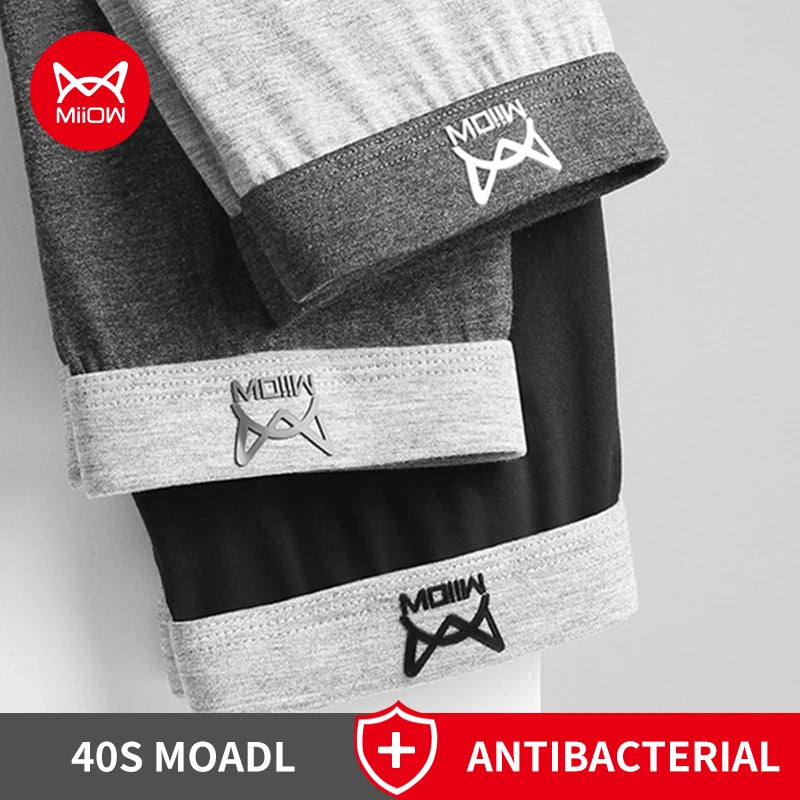 MiiOW 3pcs 40S Modal Men Boxers Underwear Breathable Mesh Men's Panties Boxershorts 3A Graphene Antibacterial Man Underpants