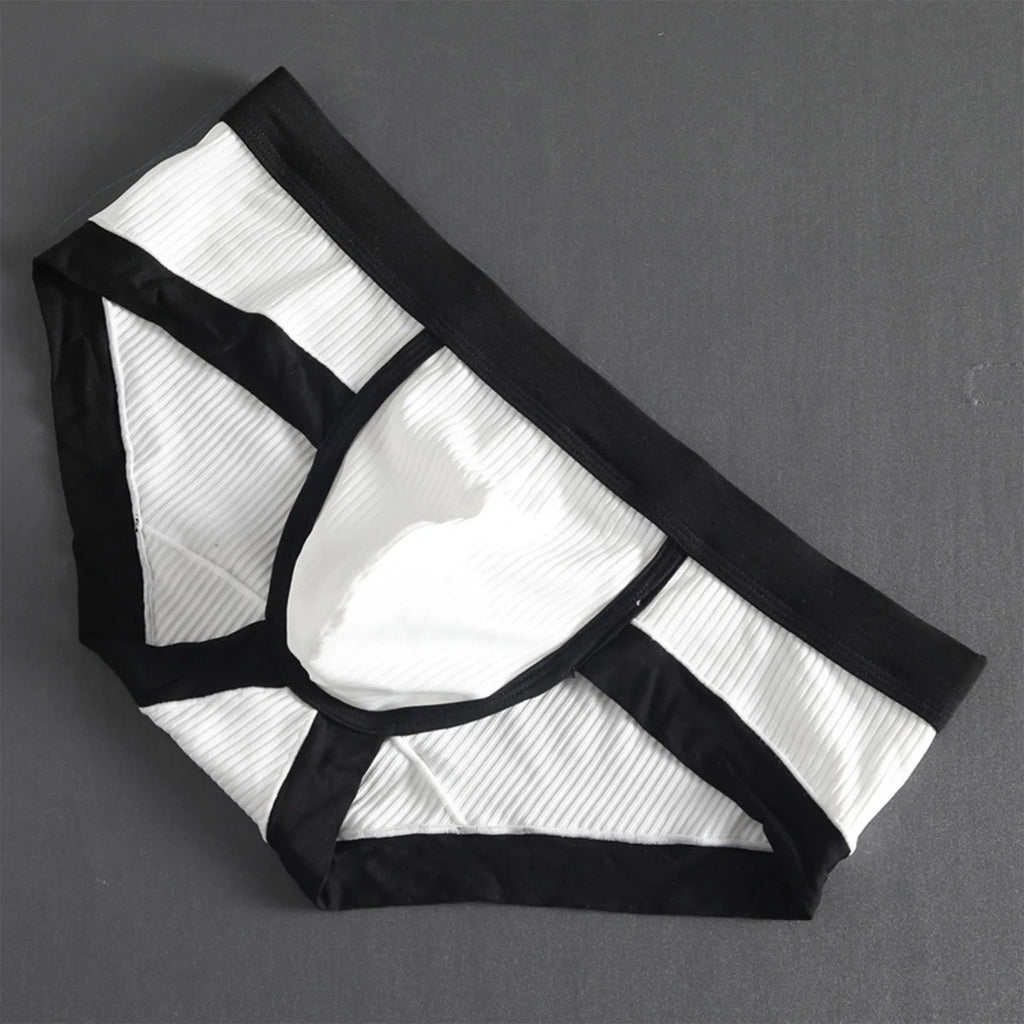 Men's low-waist sexy underwear U-convexs large bag youth striped Underpants breathable soft comfort loose fiber fabric briefs