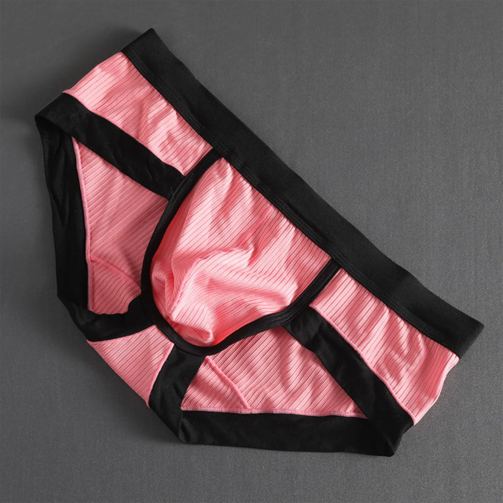 Men's low-waist sexy underwear U-convexs large bag youth striped Underpants breathable soft comfort loose fiber fabric briefs