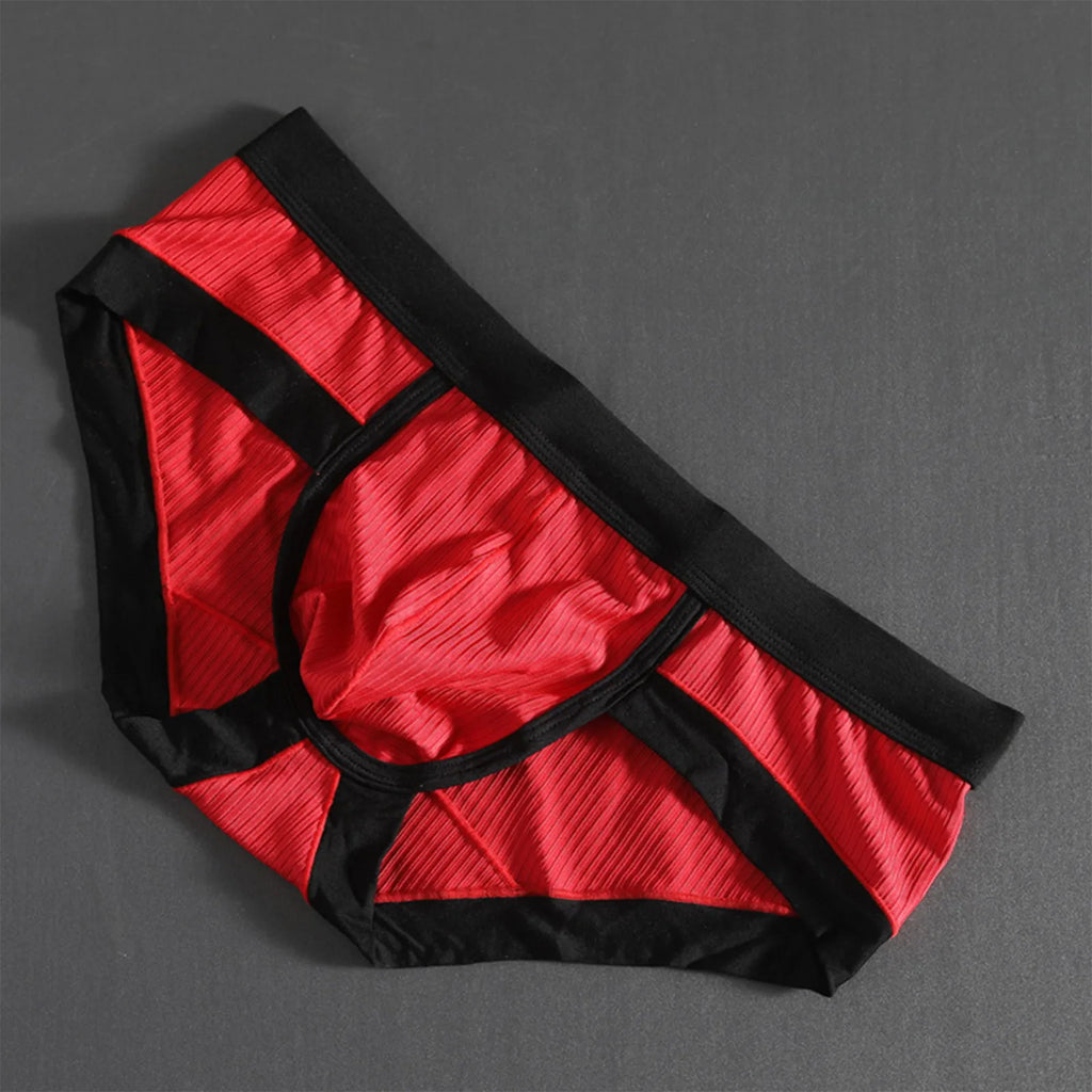 Men's low-waist sexy underwear U-convexs large bag youth striped Underpants breathable soft comfort loose fiber fabric briefs