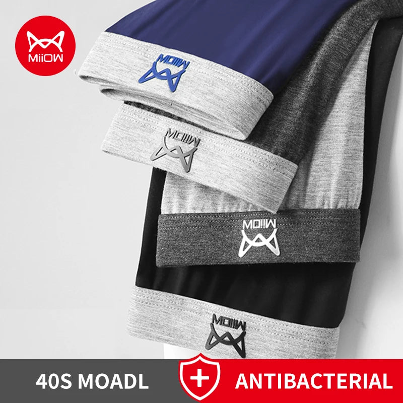 MiiOW 4Pcs Modal Men's Panties Breathable Mesh Man Underwear Boxers Graphene Antibacterial Underpants Male Boxer Briefs Trunks