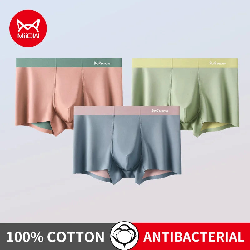 MiiOW Dry Breathable Summer Men's Panties Set Seamless Sexy Men Underwear Boxers Cotton Crotch Man Underpants Male Boxer Briefs