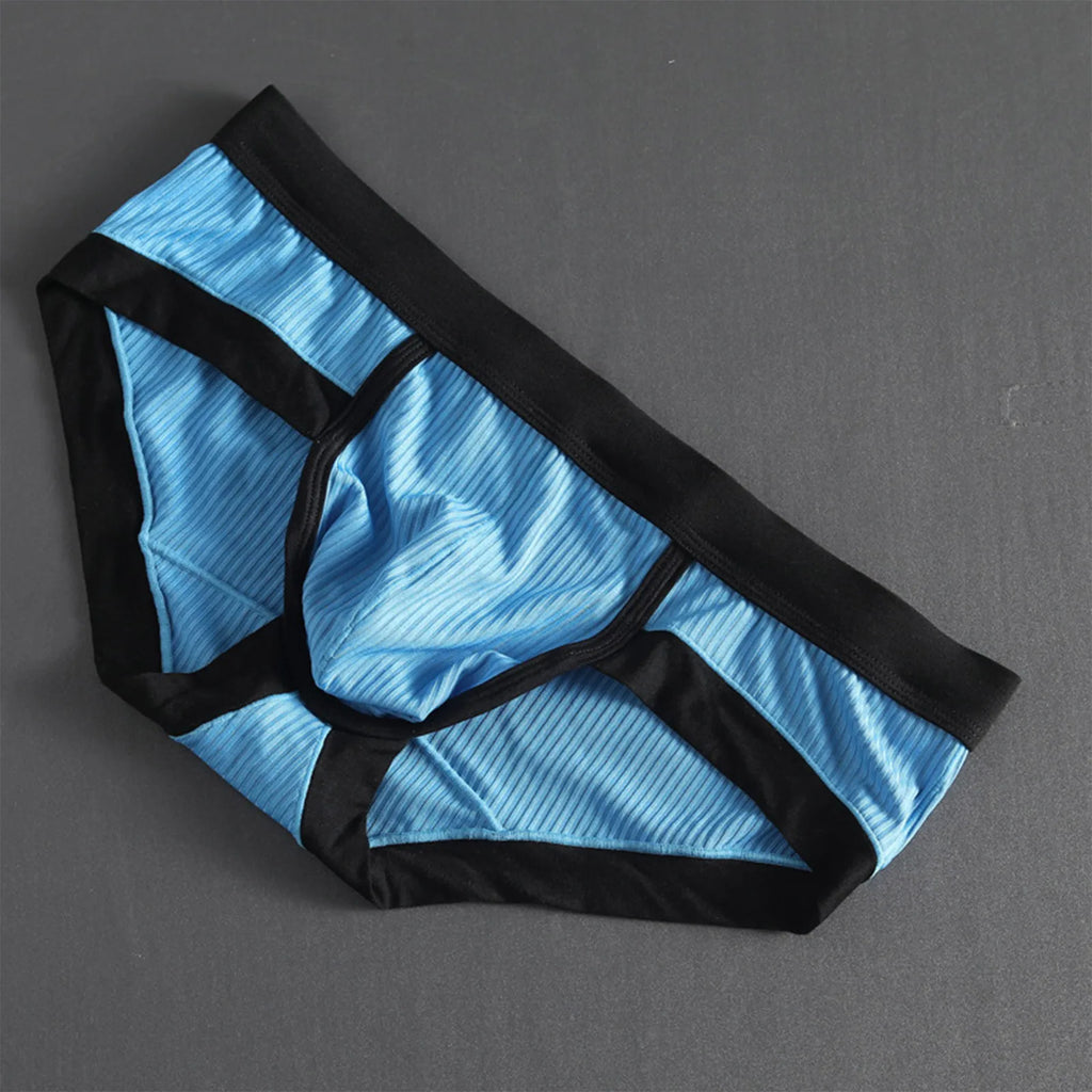 Men's low-waist sexy underwear U-convexs large bag youth striped Underpants breathable soft comfort loose fiber fabric briefs